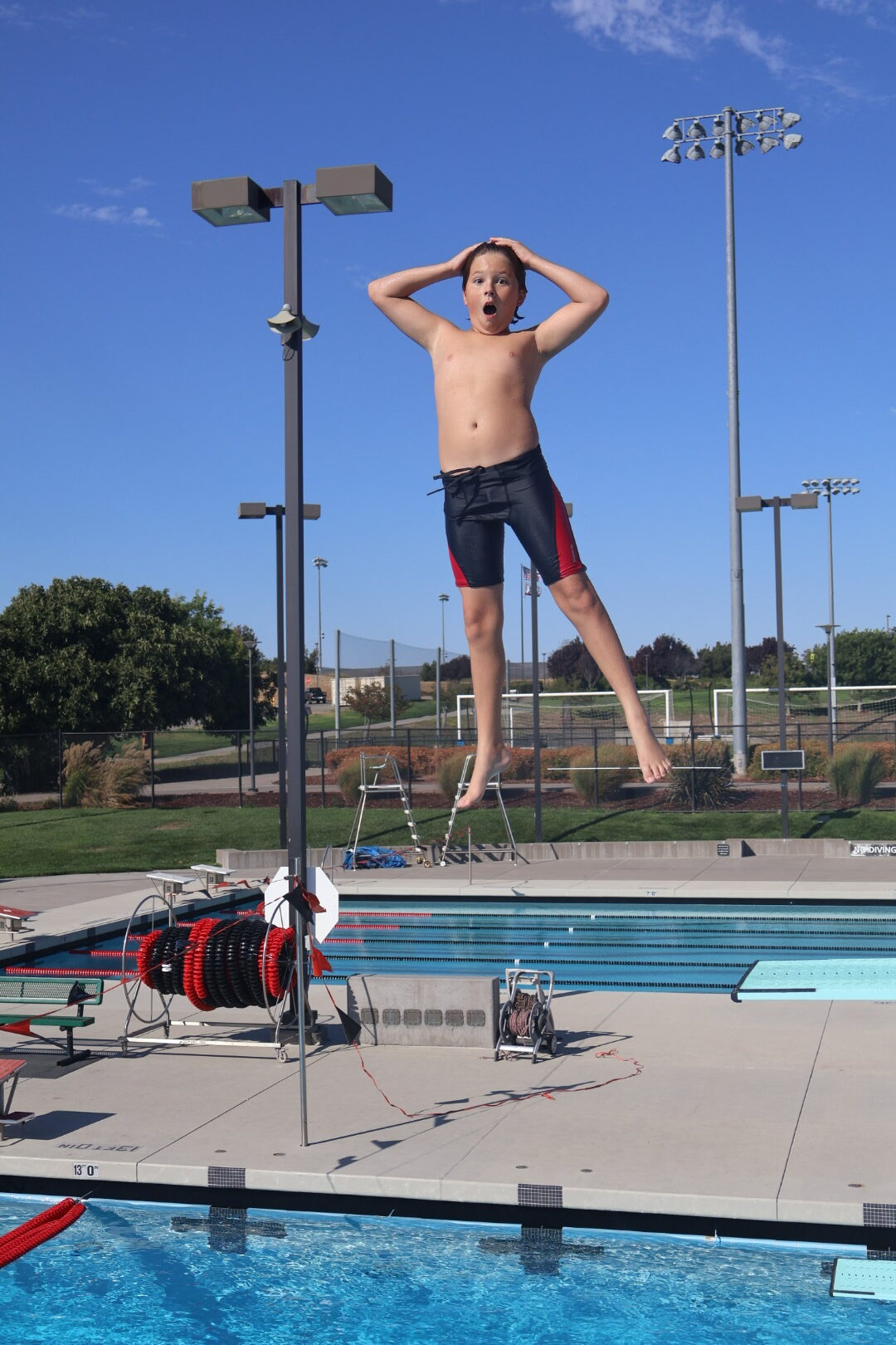 Diver mid-jump